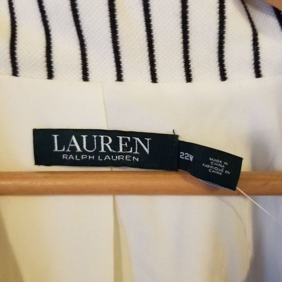 NWT Lauren Ralph Lauren Plus Size Piqué Striped Blazer Size 22W - Picture 4 of 9